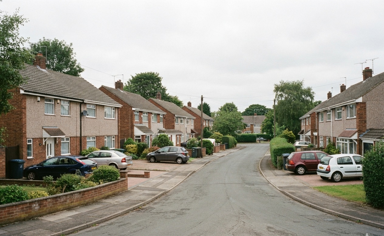 A 1970s housing estate street in Great Sankey